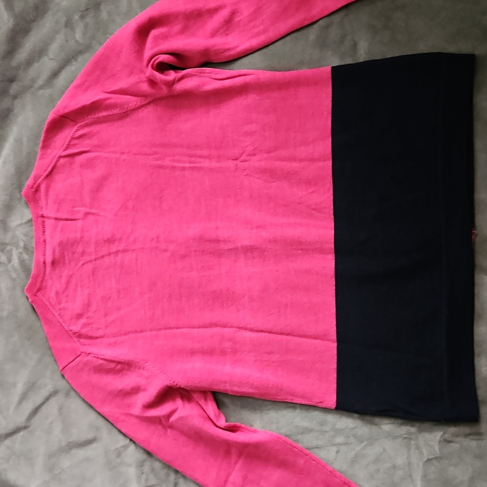 Brooks Brothers 346 100% Merino Wool Pink and Navy Cardigan - Picture 4 of 7